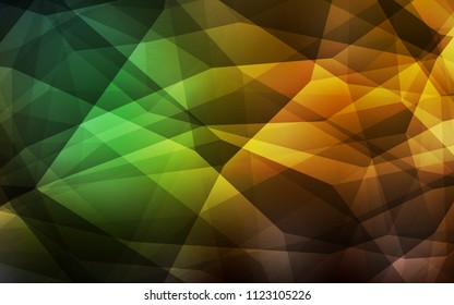 Dark Green, Yellow vector triangle mosaic cover. Glitter abstract illustration with an elegant triangles. Triangular pattern for your design.