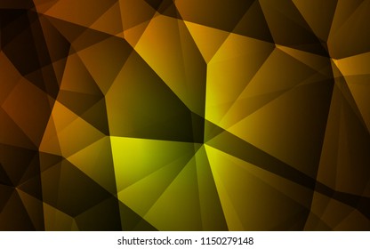 Dark Green, Yellow vector triangle mosaic texture. Shining polygonal illustration, which consist of triangles. A completely new design for your leaflet.