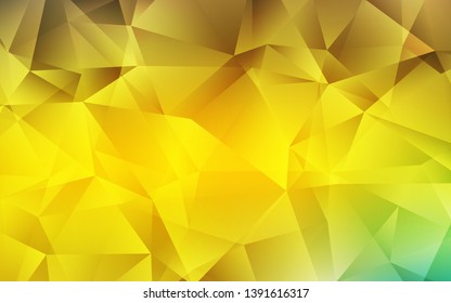 Dark Green, Yellow vector triangle mosaic background. Triangular geometric sample with gradient.  Triangular pattern for your design.