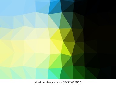 Dark Green, Yellow vector triangle mosaic template. Triangular geometric sample with gradient.  Brand new design for your business.