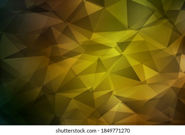 Dark Green, Yellow vector triangle mosaic texture. Glitter abstract illustration with an elegant triangles. Completely new template for your banner.