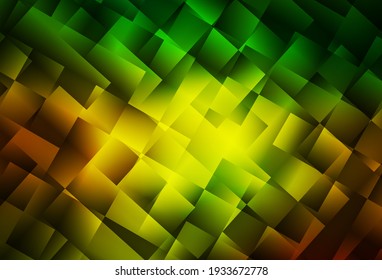 Dunkelgrüne, gelbe Vektor-Dreieck-Mosaikstruktur. Dreieckige geometrische Probe mit Farbverlauf.  Bestes Dreiecksdesign für Ihr Unternehmen.