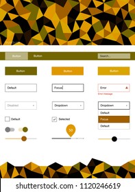 Dark Green, Yellow vector ui kit in polygonal style. Colorful Style guide with triangles on abstract background. Simple colorful design for websites.