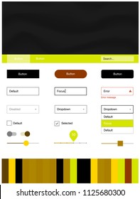 Dark Green, Yellow vector ui ux kit with lines, ovals. Colorful illustration in abstract memphis style with gradient. Beautiful layout for websites, landing pages.