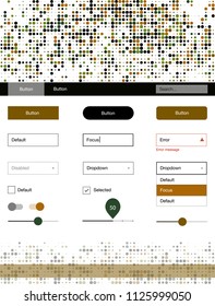Dark Green, Yellow vector ui kit with dots. Beautiful ui ux kit with colorful dots in its header. Beautiful layout for websites, landing pages.