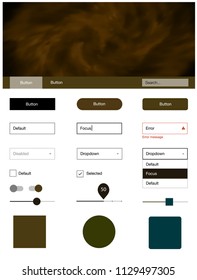 Dark Green, Yellow vector ui ux kit with space stars. Web ui kit with abstract gradient clouds in its header. Beautiful layout for websites, landing pages.