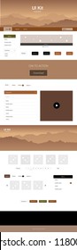 Dark Green, Yellow vector ui kit with landscape. Colorful Style guide with mountains on abstract background. Template for website of outdoor activities.