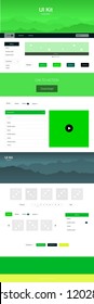 Dark Green, Yellow vector ui ux kit with hills and rocks. Colorful Style guide with mountains on abstract background. Template for landing pages of leisure.