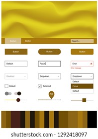 Dark Green, Yellow vector ui ux kit with lines, ovals. Shining curly illustration in marble style with gradient. This template you can use for landing pages.