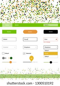 Dark Green, Yellow vector ui kit with dots. Beautiful ui ux kit with colorful dots in its header. Modern template for your landing page.