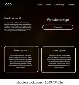 Dark Green, Yellow vector ui ux kit with space stars. Colorful ui/ux kit with header consisted of clouds & stars. This template you can use for landing pages.