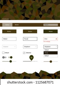 Dark Green, Yellow vector web ui kit in polygonal style. Decorative ui kit design in abstract style with colorful crystals. Beautiful layout for websites, landing pages.