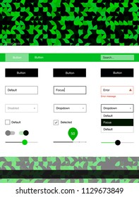 Dark Green, Yellow vector web ui kit with spheres. Beautiful ui ux kit with colorful dots in its header. Simple colorful design for websites.