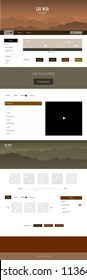 Dark Green, Yellow vector web ui kit with mountains. Beautiful ui ux kit with colorful mountains in its header. Beautiful layout for websites, landing pages.