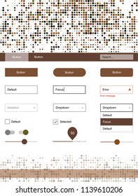 Dark Green, Yellow vector web ui kit with spheres. Simple Material Design Kit with colorful dots in header. This sample is for your website.