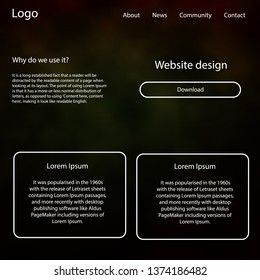 Dark Green, Yellow vector web ui kit with nebula stars. Web ui kit with abstract gradient clouds in its header. This sample is for your landing page.