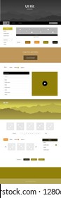 Dark Green, Yellow vector wireframe kit with nature. Modern Style guide with colorful gradient mountains in its header. Modern template for your landing page.