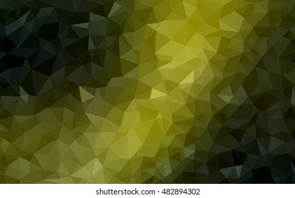Dark green-yellow abstract mosaic background. A completely new color illustration in a vague style. The best triangular design for your business.