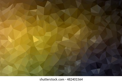 Dark green-yellow abstract mosaic template. Geometric illustration in Origami style with gradient.  The template can be used as a background for cell phones.