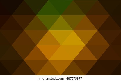 Dark green-yellow abstract mosaic template. Creative geometric illustration in Origami style with gradient. The elegant pattern can be used as part of a brand book.