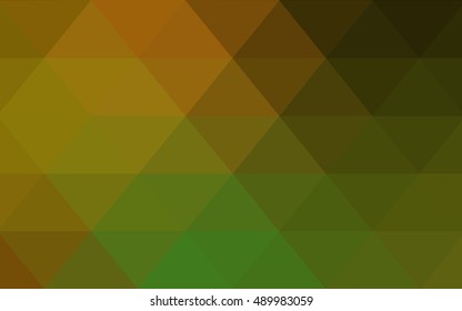 Dark green-yellow abstract polygonal background. Triangular geometric sample with gradient.  The elegant pattern can be used as part of a brand book.
