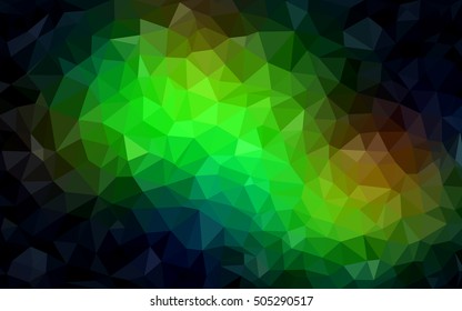 Dark green-yellow abstract polygonal background. Geometric illustration in Origami style with gradient.  The elegant pattern can be used as part of a brand book.