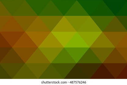 Dark green-yellow abstract polygonal pattern. A vague abstract illustration with gradient. A completely new template for your business design.