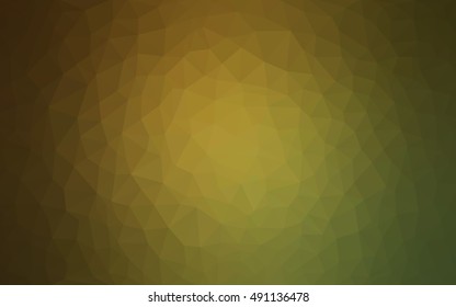 Dark green-yellow abstract polygonal pattern. A vague abstract illustration with gradient. A completely new template for your business design.