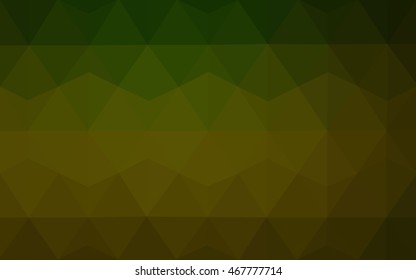 Dark green-yellow abstract polygonal template. An elegant bright illustration with gradient. Triangular pattern for your business design.