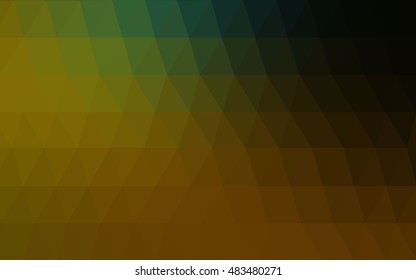 Dark green-yellow blurry triangle background. Colorful abstract illustration with gradient. Brand-new style for your business design.