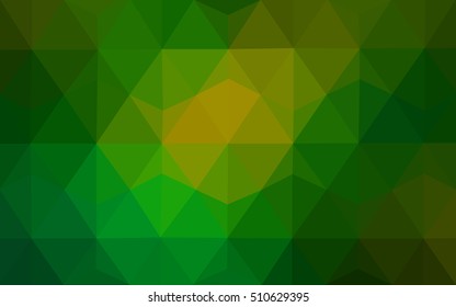 Dark green-yellow blurry triangle background. Brand-new colored illustration in blurry style with gradient. Triangular pattern for your business design.