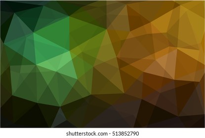 Dark green-yellow blurry triangle background. Modern geometrical abstract illustration with gradient. The textured pattern can be used for background.