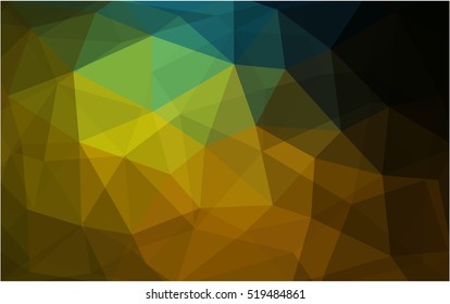 Dark green-yellow blurry triangle pattern. Creative illustration in halftone style with gradient. Triangular pattern for your business design.