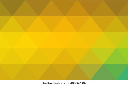 Dark green-yellow blurry triangle template. Shining illustration, which consist of triangles. The elegant pattern can be used as part of a brand book.