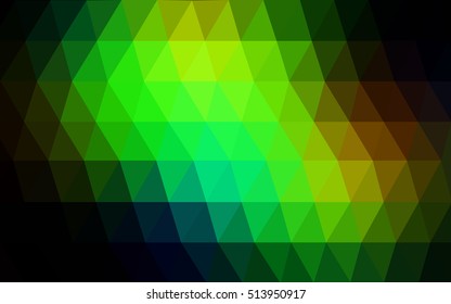 Dark green-yellow blurry triangle template. Colorful abstract illustration with gradient. The best triangular design for your business.