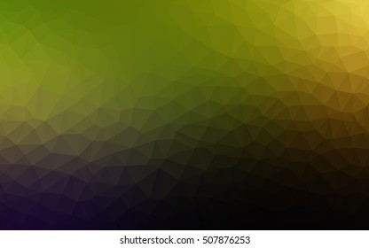 Dark green-yellow low poly background. Brand-new colored illustration in blurry style with gradient. Triangular pattern for your business design.