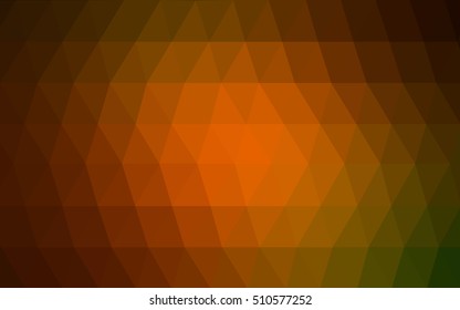 Dark green-yellow low poly background. Geometric illustration in Origami style with gradient.  The template can be used as a background for cell phones.