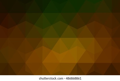 Dark green-yellow low poly template. Geometric illustration in Origami style with gradient.  The template can be used as a background for cell phones.