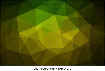 Dark green-yellow low poly template. Colorful illustration in abstract style with gradient. Brand-new design for your business.
