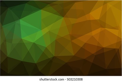 Dark green-yellow low poly template. Creative geometric illustration in Origami style with gradient. The polygonal design can be used for your web site.