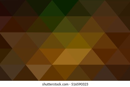 Dark green-yellow low poly template. Glitter abstract illustration with an elegant design. The best triangular design for your business.