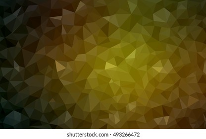 Dark green-yellow polygonal background. Creative geometric illustration in Origami style with gradient. The template can be used as a background for cell phones.