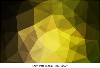 Dark green-yellow polygonal background. Creative geometric illustration in Origami style with gradient. The textured pattern can be used for background.