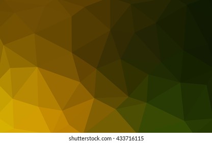 Dark green-yellow polygonal illustration, which consist of triangles. Triangular design for your business. Geometric background in Origami style with gradient.