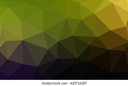 Dark green-yellow polygonal illustration, which consist of triangles. Triangular design for your business. Geometric background in Origami style with gradient.