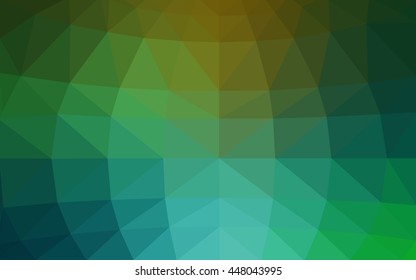 Dark green-yellow polygonal illustration, which consist of triangles. Triangular design for your business. Geometric background in Origami style with gradient.