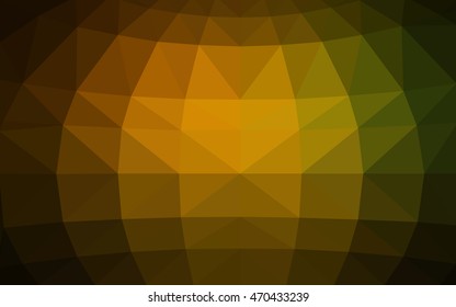 Dark green-yellow polygonal illustration, which consist of triangles. Triangular design for your business. Geometric background in Origami style with gradient.