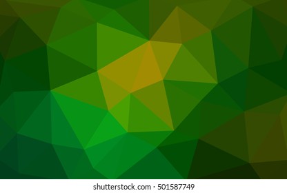 Dark green-yellow polygonal illustration, which consist of triangles. Triangular design for your business. Geometric background in Origami style with gradient.