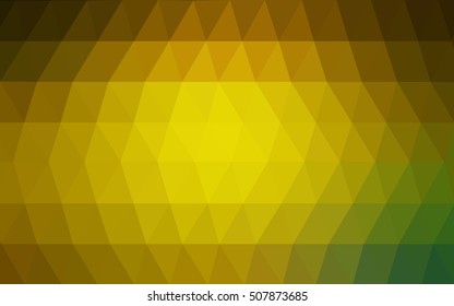 Dark green-yellow polygonal pattern. Shining illustration, which consist of triangles. The textured pattern can be used for background.