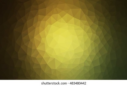 Dark green-yellow polygonal template. Creative illustration in halftone style with gradient. Brand-new design for your business.